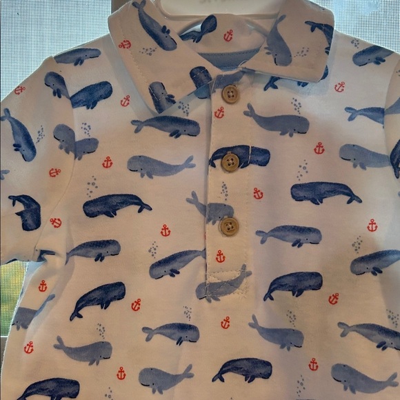 Little Me Blue Striped 2 Piece Romper Set- Whale Onsie Size 9 months - Picture 6 of 6